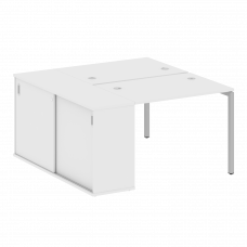 Metal System Quattro Рабочая станция с шкафом-купе на П-образном м/к 40БП.РС-СШК-1.1 Т Белый/Металл