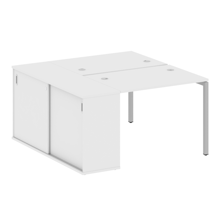 Metal System Quattro Рабочая станция с шкафом-купе на П-образном м/к 40БП.РС-СШК-1.1 Т Белый/Металл