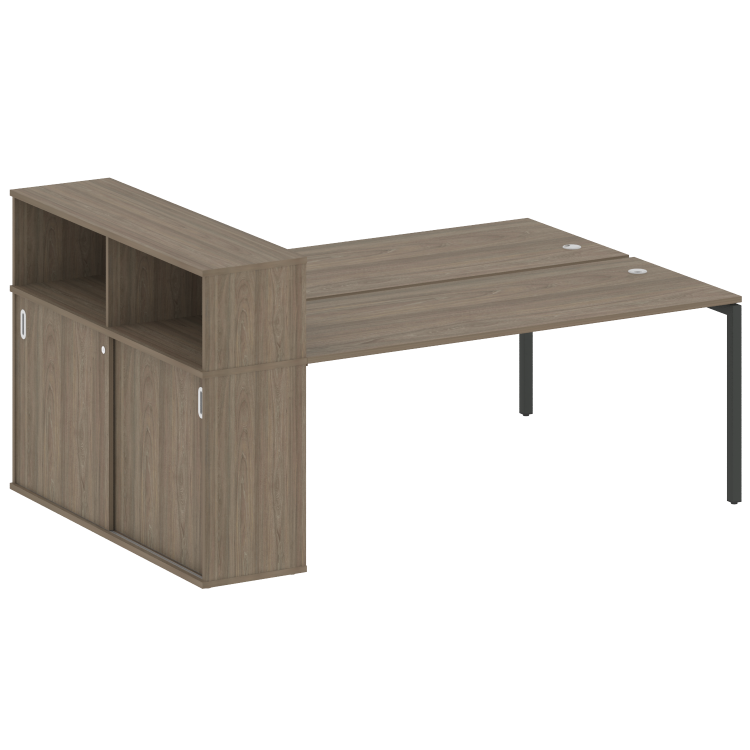 Metal System Quattro Рабочая станция с шкафом-купе на П-образном м/к 40БП.РС-СШК-2.5 Т Вяз Благородн