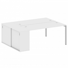 Metal System Quattro Рабочая станция с шкафом-купе на П-образном м/к 40БП.РС-СШК-1.4 Т Белый/Металл