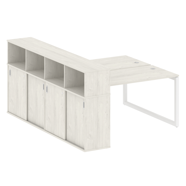 Metal System Quattro Рабочая станция с шкафом-купе на О-образном м/к 50БО.РС-СШК-4.3 Т Дуб Наварра/М