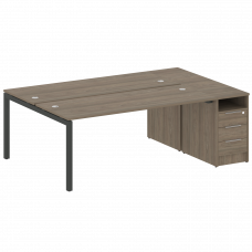 Metal System Quattro Рабочая станция с тумбой на П-образном м/к 50БП.РС-СТП-2.5 Вяз Благородный/Мета