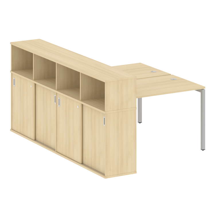 Metal System Quattro Рабочая станция с шкафом-купе на П-образном м/к 40БП.РС-СШК-4.2 Т Акация Лорка/