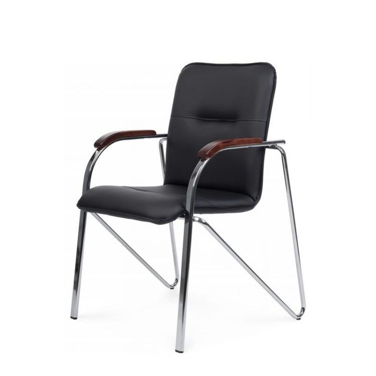 Стул Самба с деревянными подлокотниками SMB-02H Хром гальв. Черный