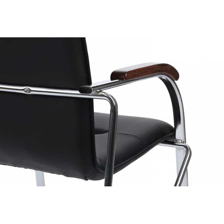 Стул Самба с деревянными подлокотниками SMB-02H Хром гальв. Черный
