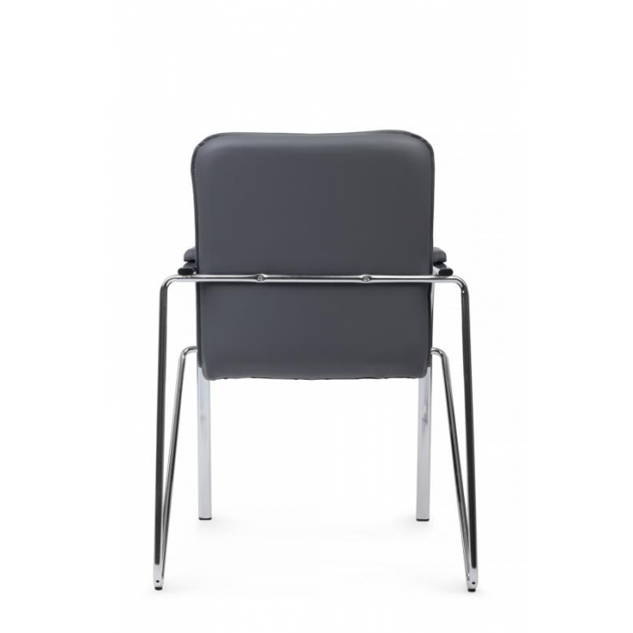 Стул Самба с мягкими подлокотниками SMB-01H Хром гальв. Серый