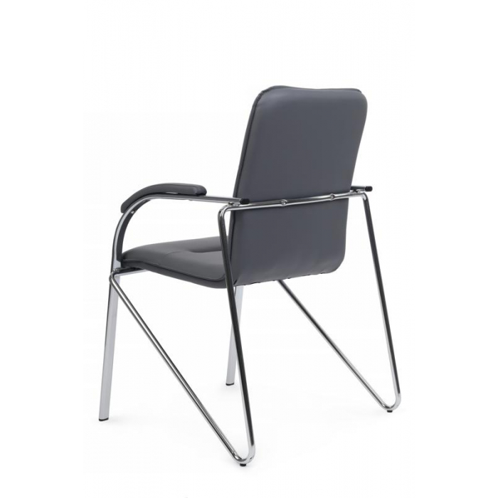 Стул Самба с мягкими подлокотниками SMB-01H Хром гальв. Серый