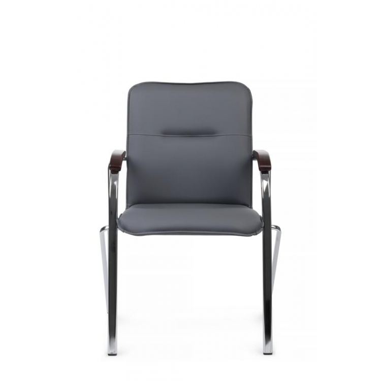 Стул Самба с деревянными подлокотниками SMB-02H Хром гальв. Серый