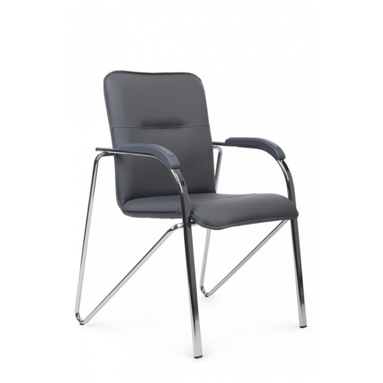 Стул Самба с пластиковыми подлокотниками SMB-03H Хром гальв. Серый