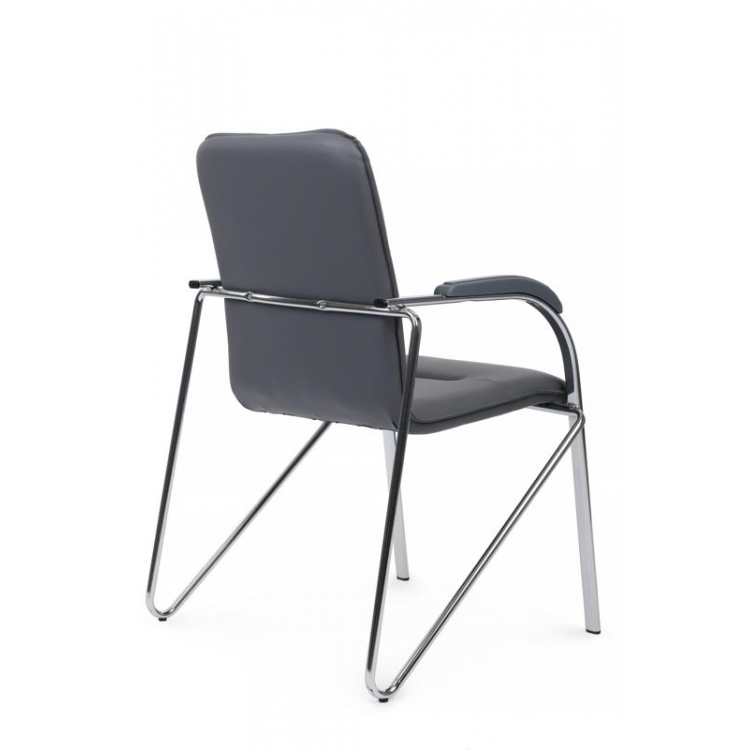 Стул Самба с пластиковыми подлокотниками SMB-03H Хром гальв. Серый