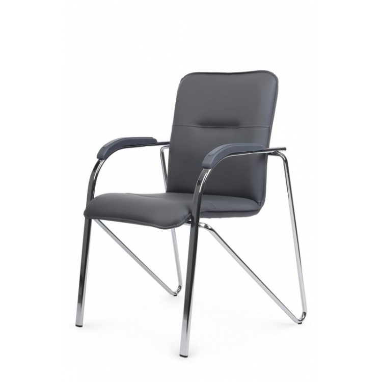 Стул Самба с пластиковыми подлокотниками SMB-03H Хром гальв. Серый