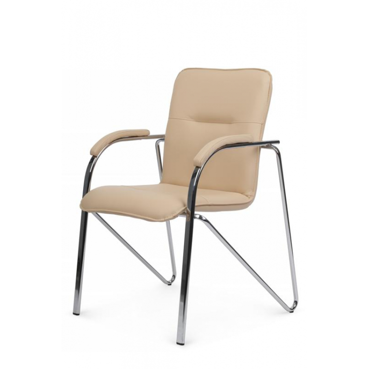 Стул Самба с мягкими подлокотниками SMB-01H Хром гальв. Бежевый
