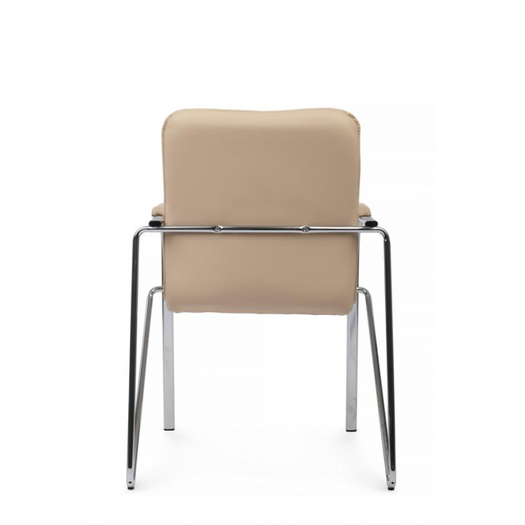 Стул Самба с мягкими подлокотниками SMB-01H Хром гальв. Бежевый