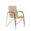 Стул Самба с деревянными подлокотниками SMB-02H Хром гальв. Бежевый