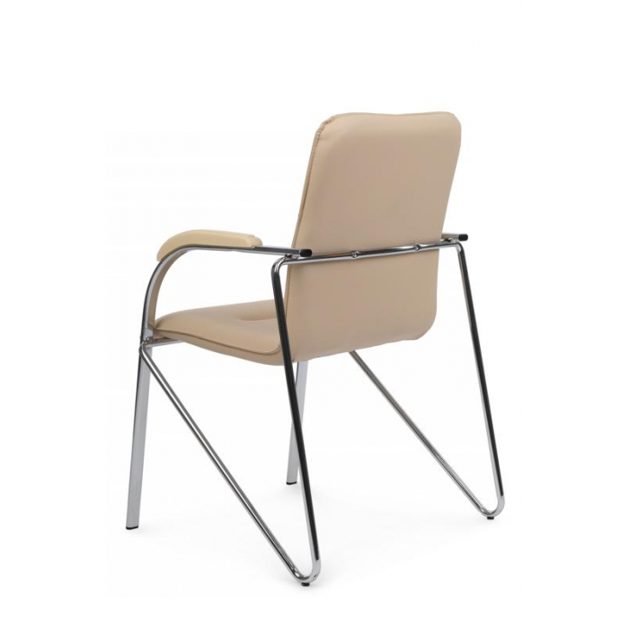 Стул Самба с пластиковыми подлокотниками SMB-03H Хром гальв. Бежевый