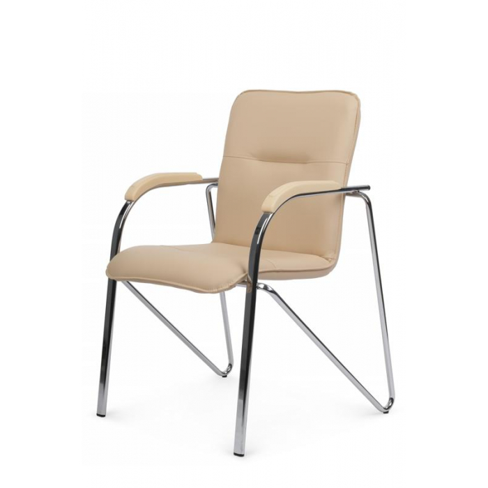 Стул Самба с пластиковыми подлокотниками SMB-03H Хром гальв. Бежевый