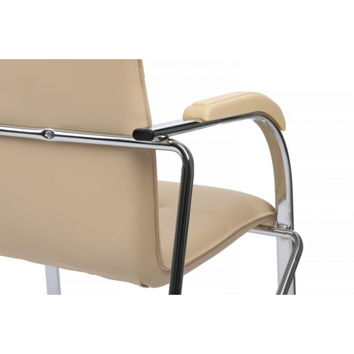 Стул Самба с пластиковыми подлокотниками SMB-03H Хром гальв. Бежевый