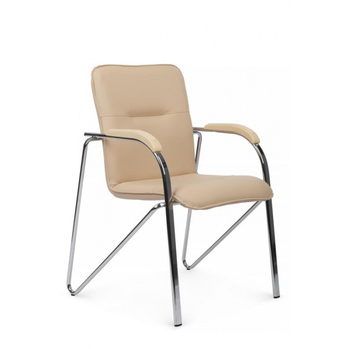 Стул Самба с пластиковыми подлокотниками SMB-03H Хром гальв. Бежевый