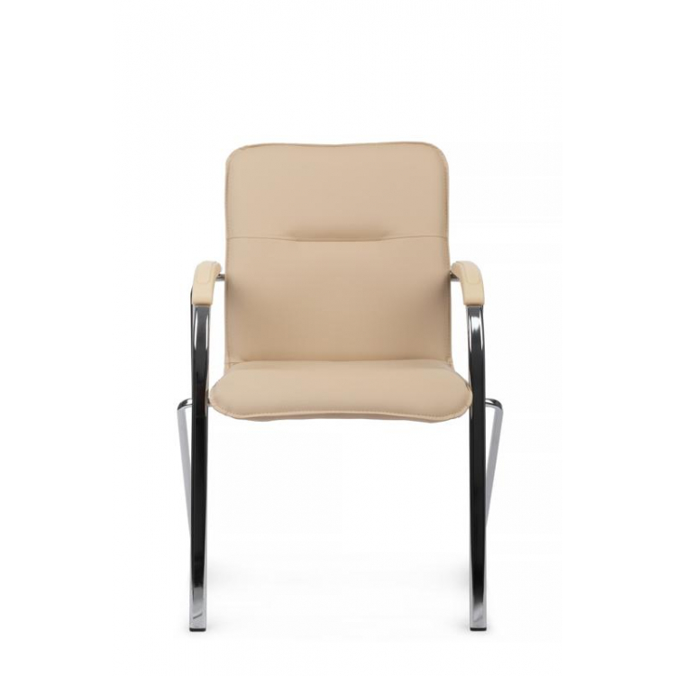 Стул Самба с пластиковыми подлокотниками SMB-03H Хром гальв. Бежевый