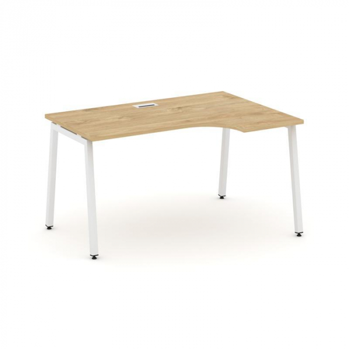 Style Project Стол рабочий эргоном. SN-4A.SPA-012(R) Тиквуд Светлый/Металл Белый 1580*700/980*750