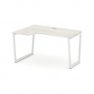 Style Project Стол рабочий эргоном. SN-4T2.SPA-022(L) Дуб Наварра/Металл Белый/Заглушка Пластик Белы