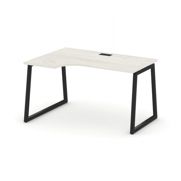 Style Project Стол рабочий эргоном. SN-4T1.SPA-011(L) Дуб Наварра/Металл Черный/Заглушка Пластик Чер