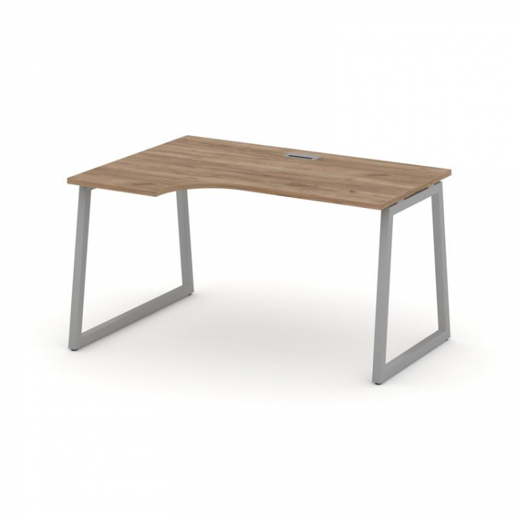 Style Project Стол рабочий эргоном. SN-4T1.SPA-022(L) Дуб Табак/Металл Серый/Заглушка Пластик Серебр