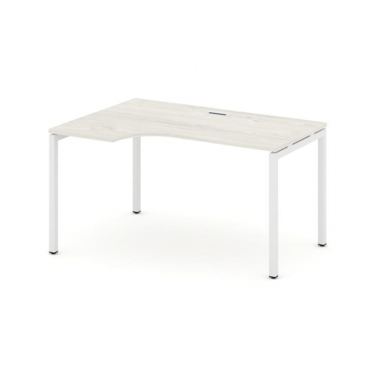 Style Project Стол рабочий эргоном. SN-4P.SPA-002(L) Дуб Наварра/Металл Белый 1580*600/980*750