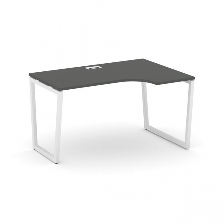 Style Project Стол рабочий эргоном. SN-4T2.SPA-022(R) Антрацит/Металл Белый/Заглушка Пластик Белый 1