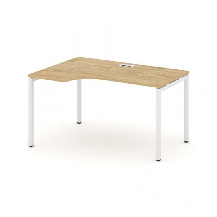 Style Project Стол рабочий эргоном. SN-4P.SPA-021(L) Тиквуд Светлый/Металл Белый 1380*800/980*750