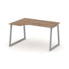 Style Project Стол рабочий эргоном. SN-4T1.SPA-012(L) Дуб Табак/Металл Серый/Заглушка Пластик Серебр