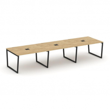 Style Project Стол переговорный SN-4T2.SPRG-054 Тиквуд Светлый/Металл Черный/Заглушка Металл Черный