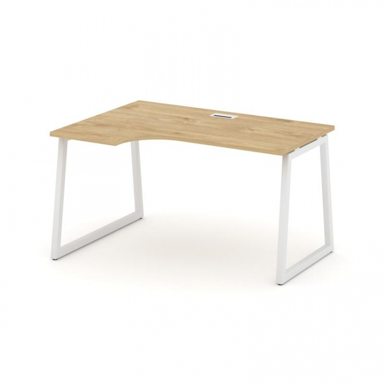 Style Project Стол рабочий эргоном. SN-4T1.SPA-011(L) Тиквуд Светлый/Металл Белый/Заглушка Пластик Б