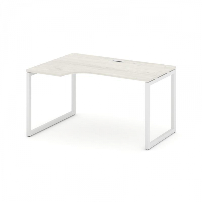 Style Project Стол рабочий эргоном. SN-4O.SPA-012(L) Дуб Наварра/Металл Белый 1580*700/980*750