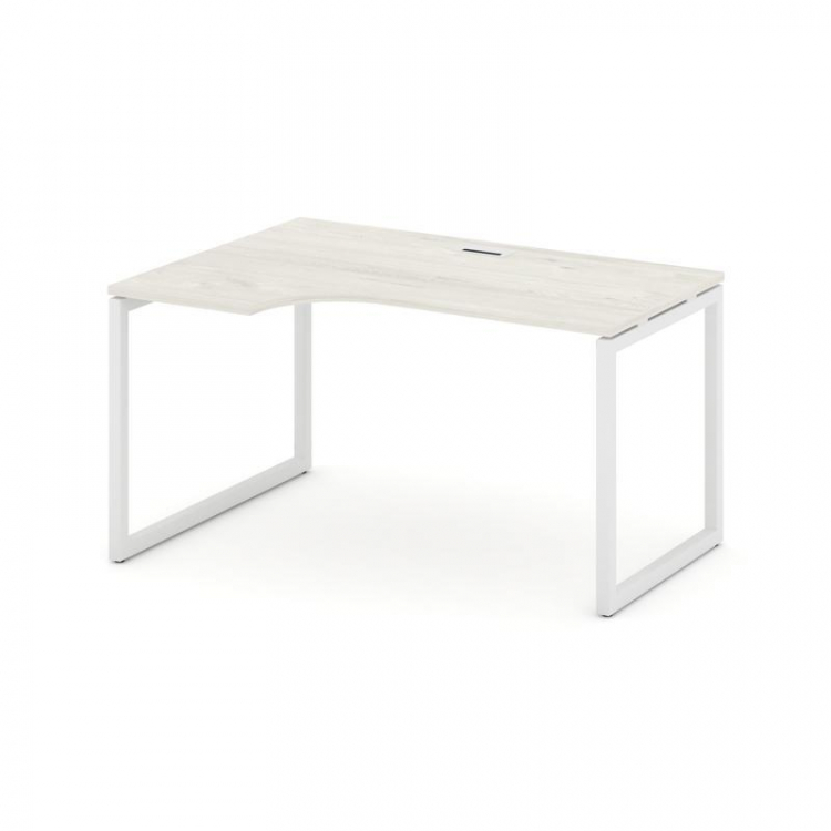 Style Project Стол рабочий эргоном. SN-4O.SPA-012(L) Дуб Наварра/Металл Белый 1580*700/980*750