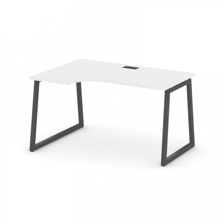 Style Project Стол рабочий эргоном. SN-4T1.SPA-011(L) Белый/Металл Антрацит/Заглушка Пластик Черный