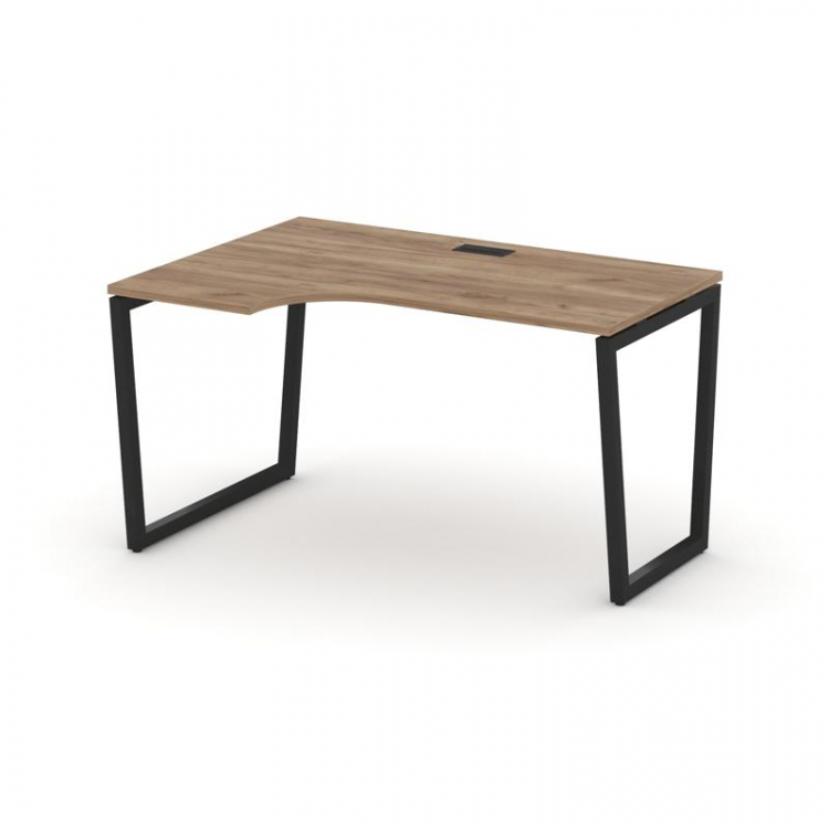 Style Project Стол рабочий эргоном. SN-4T2.SPA-002(L) Дуб Табак/Металл Черный/Заглушка Пластик Черны