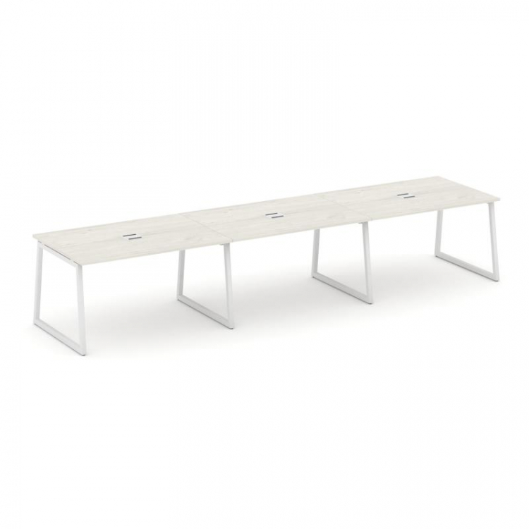 Style Project Стол переговорный SN-4T1.SPRG-024 Дуб Наварра/Металл Белый/Заглушка Металл Белый 4740*