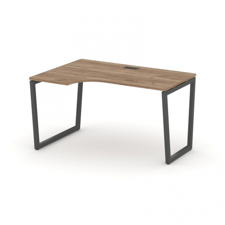 Style Project Стол рабочий эргоном. SN-4T2.SPA-012(L) Дуб Табак/Металл Антрацит/Черный Пластик 1580*