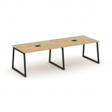 Style Project Стол переговорный SN-4T1.SPRG-014 Тиквуд Светлый/Металл Черный/Заглушка Металл Черный