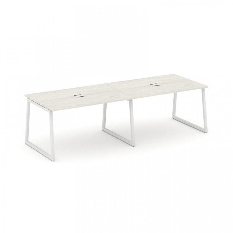 Style Project Стол переговорный SN-4T1.SPRG-011 Дуб Наварра/Металл Белый/Заглушка Металл Белый 1960*