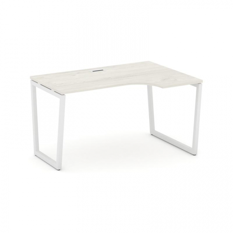 Style Project Стол рабочий эргоном. SN-4T2.SPA-021(R) Дуб Наварра/Металл Белый/Заглушка Пластик Белы