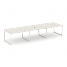 Style Project Стол переговорный SN-4T2.SPRG-054 Дуб Наварра/Металл Белый/Заглушка Металл Белый 4740*