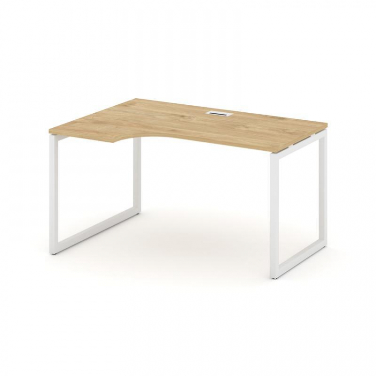 Style Project Стол рабочий эргоном. SN-4O.SPA-001(L) Тиквуд Светлый/Металл Белый 1380*600/980*750