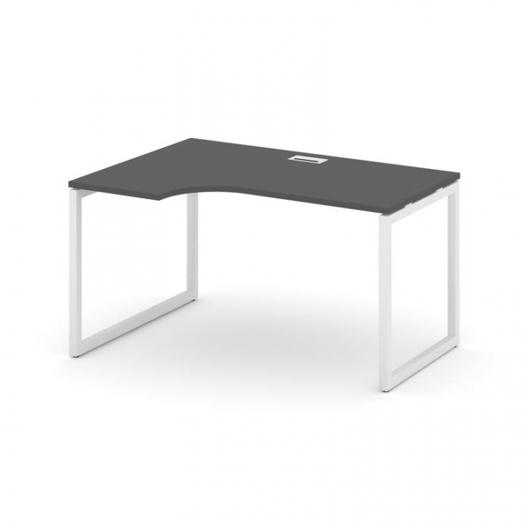Style Project Стол рабочий эргоном. SN-4O.SPA-002(L) Антрацит/Металл Белый 1580*600/980*750