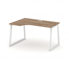 Style Project Стол рабочий эргоном. SN-4T1.SPA-011(L) Дуб Табак/Металл Белый/Заглушка Пластик Белый