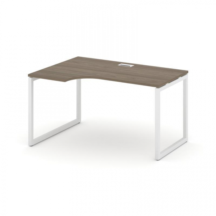 Style Project Стол рабочий эргоном. SN-4O.SPA-011(L) Вяз Благородный/Металл Белый 1380*700/980*750