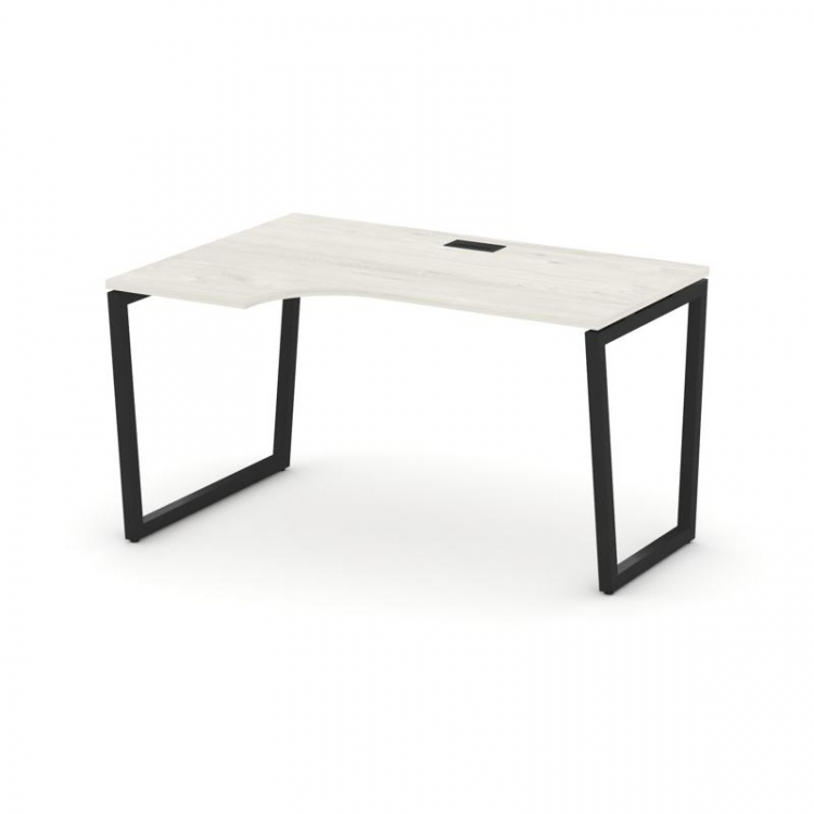 Style Project Стол рабочий эргоном. SN-4T2.SPA-002(L) Дуб Наварра/Металл Черный/Заглушка Пластик Чер