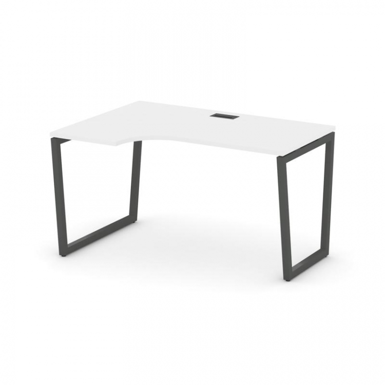 Style Project Стол рабочий эргоном. SN-4T2.SPA-002(L) Белый/Металл Антрацит/Черный Пластик 1580*600/