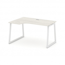 Style Project Стол рабочий эргоном. SN-4T1.SPA-012(L) Дуб Наварра/Металл Белый/Заглушка Пластик Белы